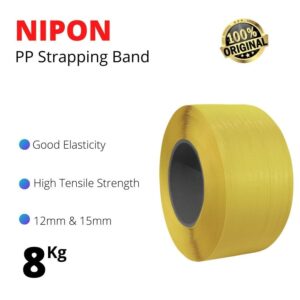 STRAPPING BAND NIPON 12MM 15MM TALI KLEM TALI PACKING WARNA KUNING 8KG – 15, Kuning